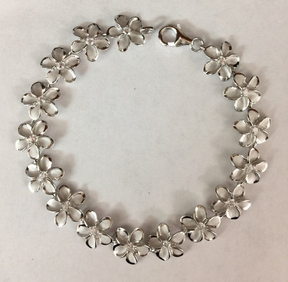 Sterling silver plumeria bracelet deals