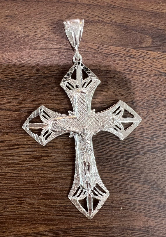 Sterling Silver 925 Crucifix Jesus Cross L Pendant Etsy