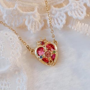 Sailor Moon Necklace • Magical Girl Heart Compact • Pink Anime Necklace • Kawaii Cosplay Jewelry • Angel Wing Heart Pendant • Gift For Her image 1