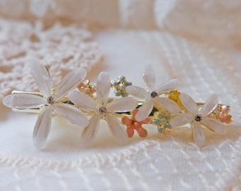 Floral Spring Hair Clip • Bridal Daisy Barrette • Wedding Flower Hair Accessory • Pastel Garden Clip • Romantic Gift for Her