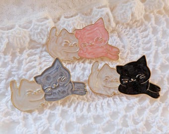 パンチニードル猫用ヘアクリップセット、タフテッド子猫の肉球バレッタ