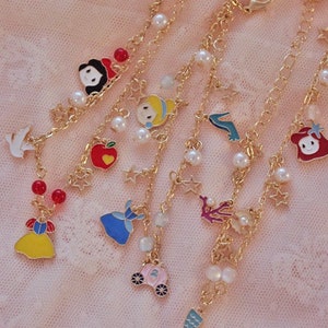 Beauty and Prince charming Little Mermaid Snow White  Ariel Girls Necklace Set 