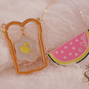 Bonito pão fatiado ovo escalfado melancia pingente colar kawaii harajuku anime acessório feminino
