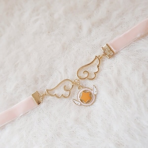 Sakura Choker, Clamp, Wings, Necklace, Anime, Lolita Fashion, Cosplay, Kawaii Accessories, Handmade Cute Girly Harajuku Jewelry