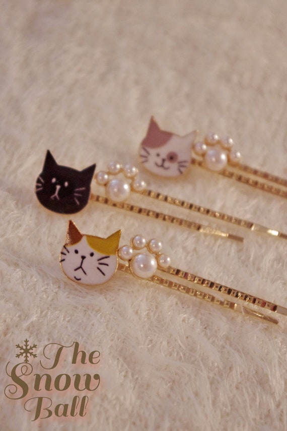 Pawsome Kitty Hair Pin Bobby Pin Sets Kawaii Anime Harajuku Girly Cute Accessory
