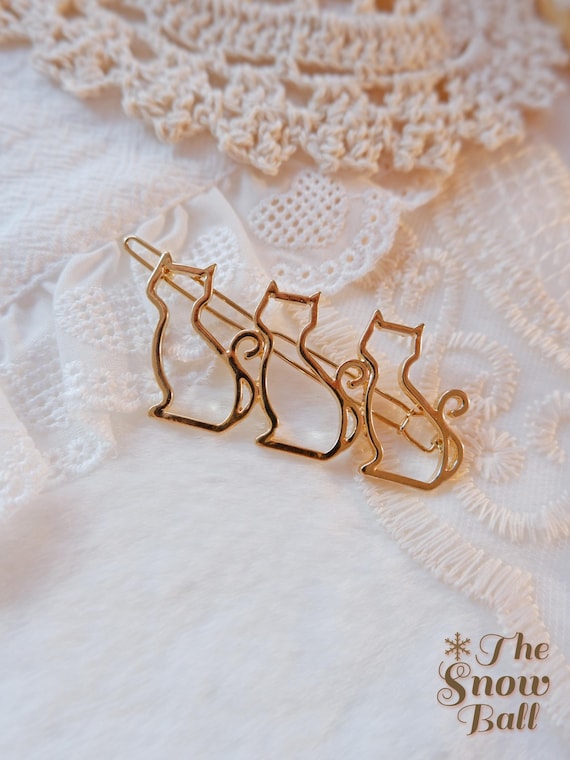Kitty Hair Clip • Gold Cat Barrette • Minimalist Hair  display picture 2