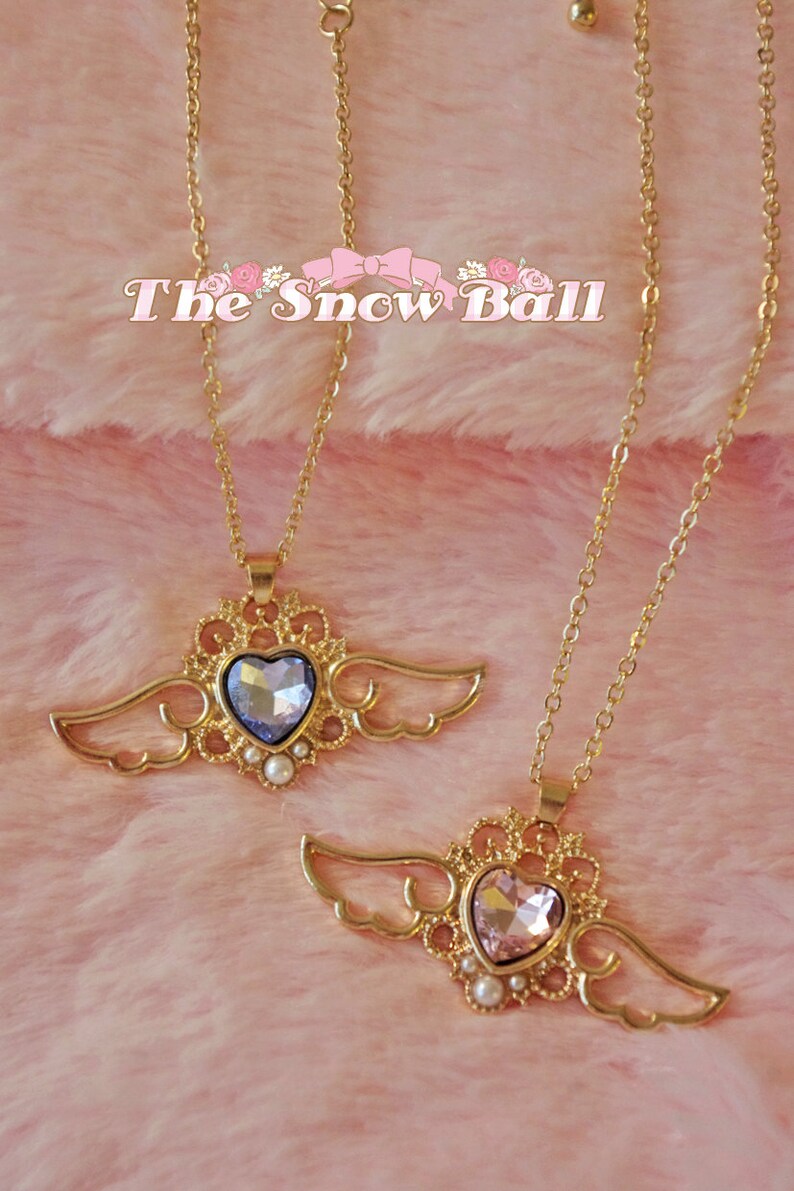 Sailor moon magic girl cardcaptor Sakura clamp angel wings necklace kawaii lolita harajuku fantasy fairy kei cute accessory jewelry