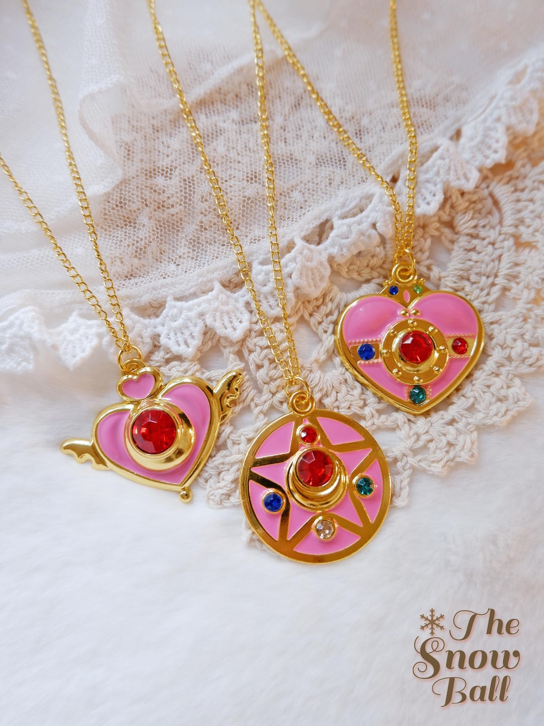 Sailor Moon Inspired Necklace • Magical Girl Heart Compact • Anime