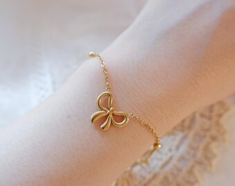 Bow Necklace • Gold Stainless Steel Necklace • Dainty Ribbon Pendant • Minimalist Coquette Jewelry • Cute Gift for Her