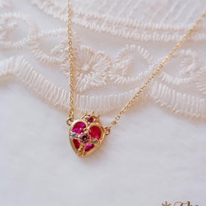 Sailor Moon Necklace • Magical Girl Heart Compact • Pink Anime Necklace • Kawaii Cosplay Jewelry • Angel Wing Heart Pendant • Gift For Her image 2