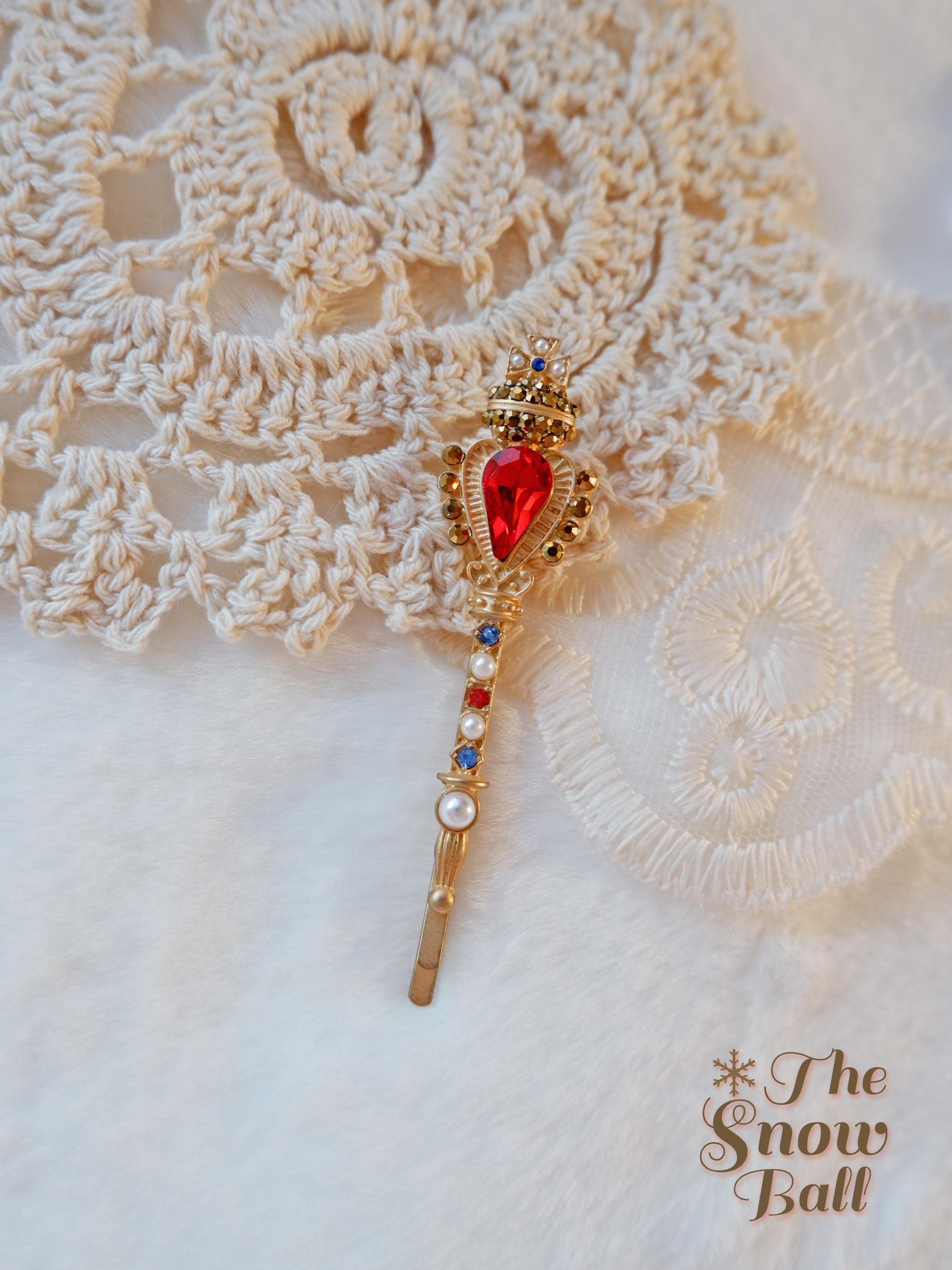 Rococo Hair Pin • Vintage Royalcore Hair Accessory • Red Gem Baroque ...