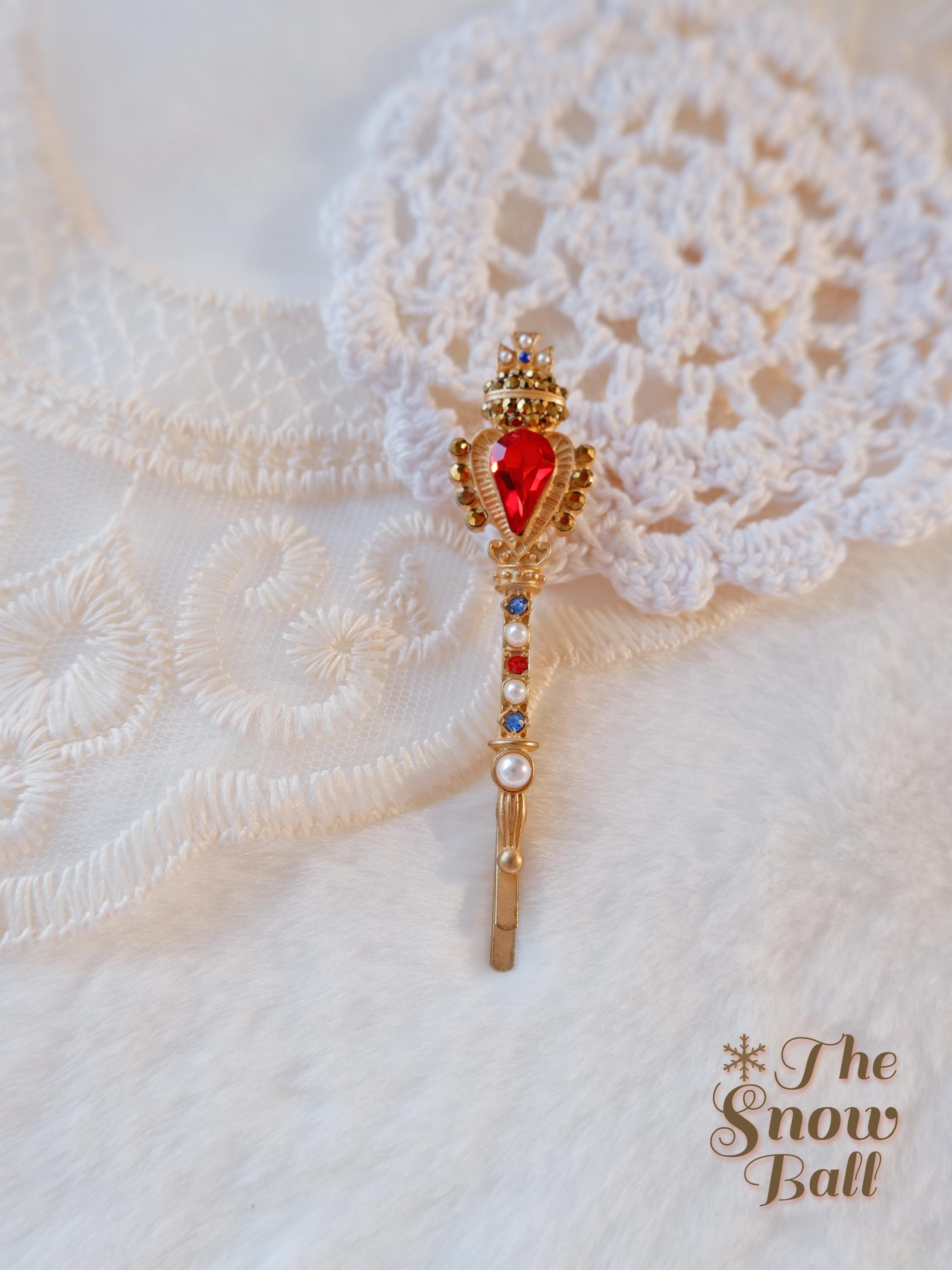 Rococo Hair Pin • Vintage Royalcore Hair Accessory • Red Gem Baroque ...