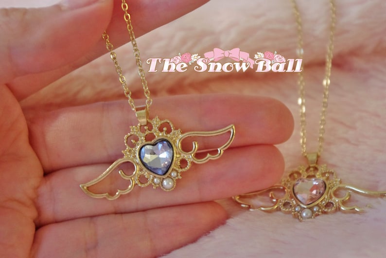Sailor moon magic girl cardcaptor Sakura clamp angel wings necklace kawaii lolita harajuku fantasy fairy kei cute accessory jewelry