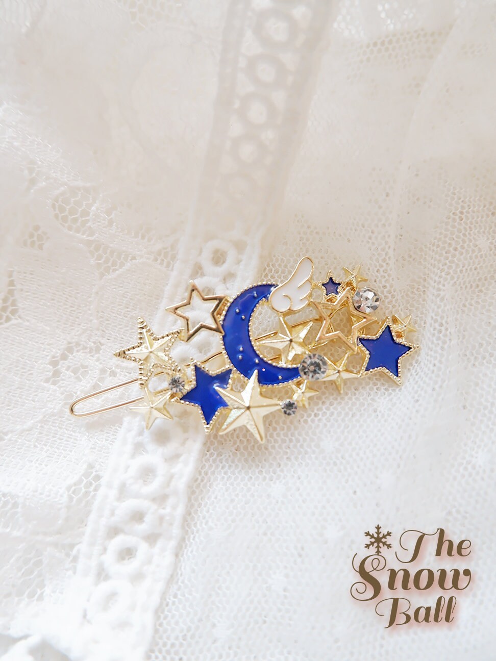 Celestial Angel Hair Clip Stars Universe Crescent Moon Etsy