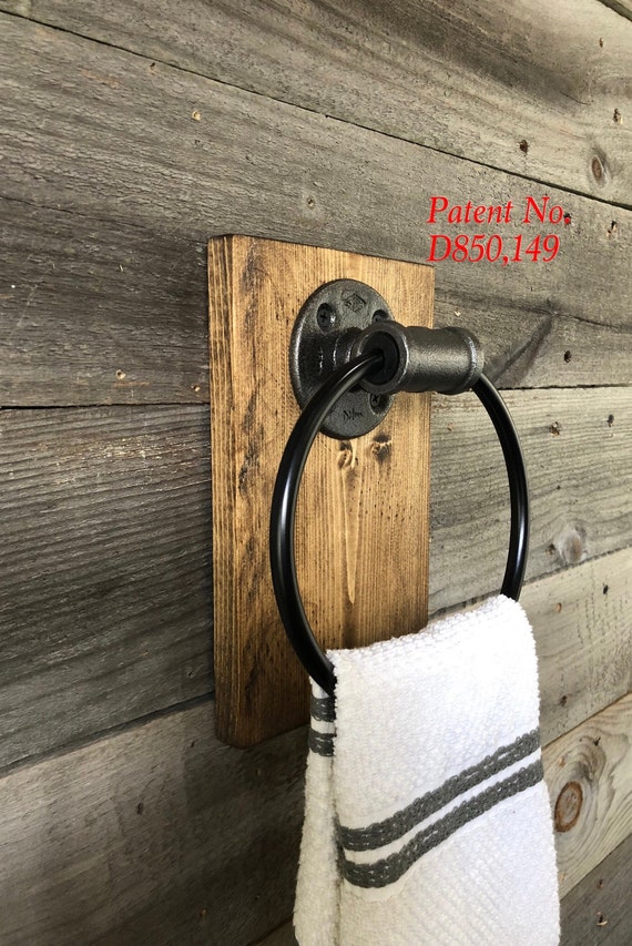 Handmade Hand Towel Ring Farmhouse Decor Pipe Fixture Modern Gift Rustic Bathroom Decor Pipe Bathroom Espresso Industrial Kitchen Towel Ring Storage Organization Bathroom Storage Organization