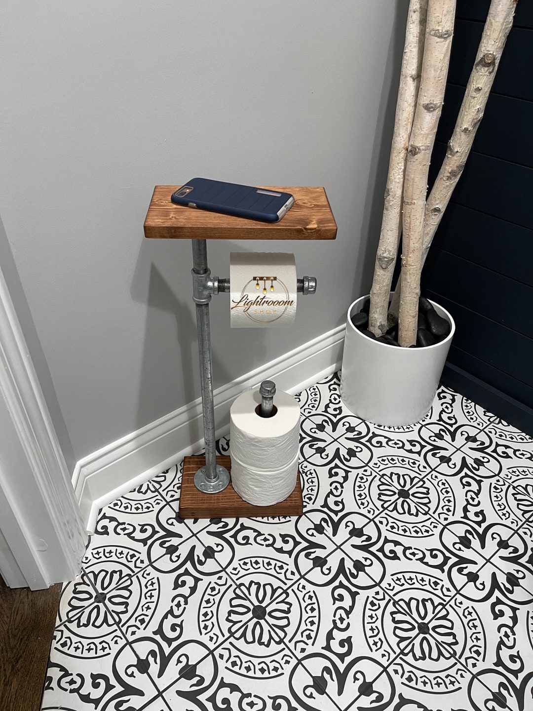 HEAVY Base + EXTRA Storage Toilet Paper Stand With Shelf, 3 Roll Holder ...