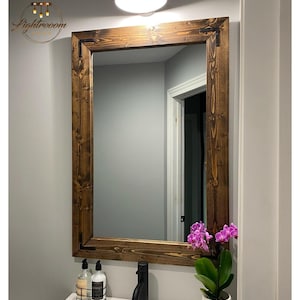 Bathroom Mirror,70 Sizes & 20+ Colors and Custom Sizes,Farmhouse Country Wood Frame Mirror,Dining Room,Bathroom,Vanity,Cottage Large Mirrors