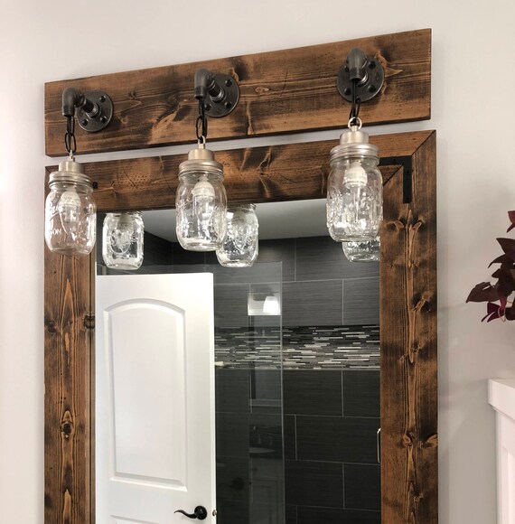 Espresso Farmhouse Mirror Country Wood Frame Bathroom Wall Vanity Mirrors Cottage Small Large
