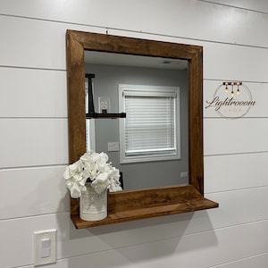 3 5 Frame Mirror With Deep Shelf Bathroom 3 5 Frame Mirror With Deep Shelf, Wood Frame Ledge Wall Mirror