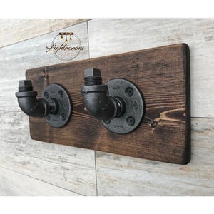 Industrial Rustic Modern Wall Hook/Hanger/Rack Towel/Purse/Coat/Robe Pipe/Wood/Bathroom/Workshop/Garage/Mudroom/Office/Backpack/Handmade