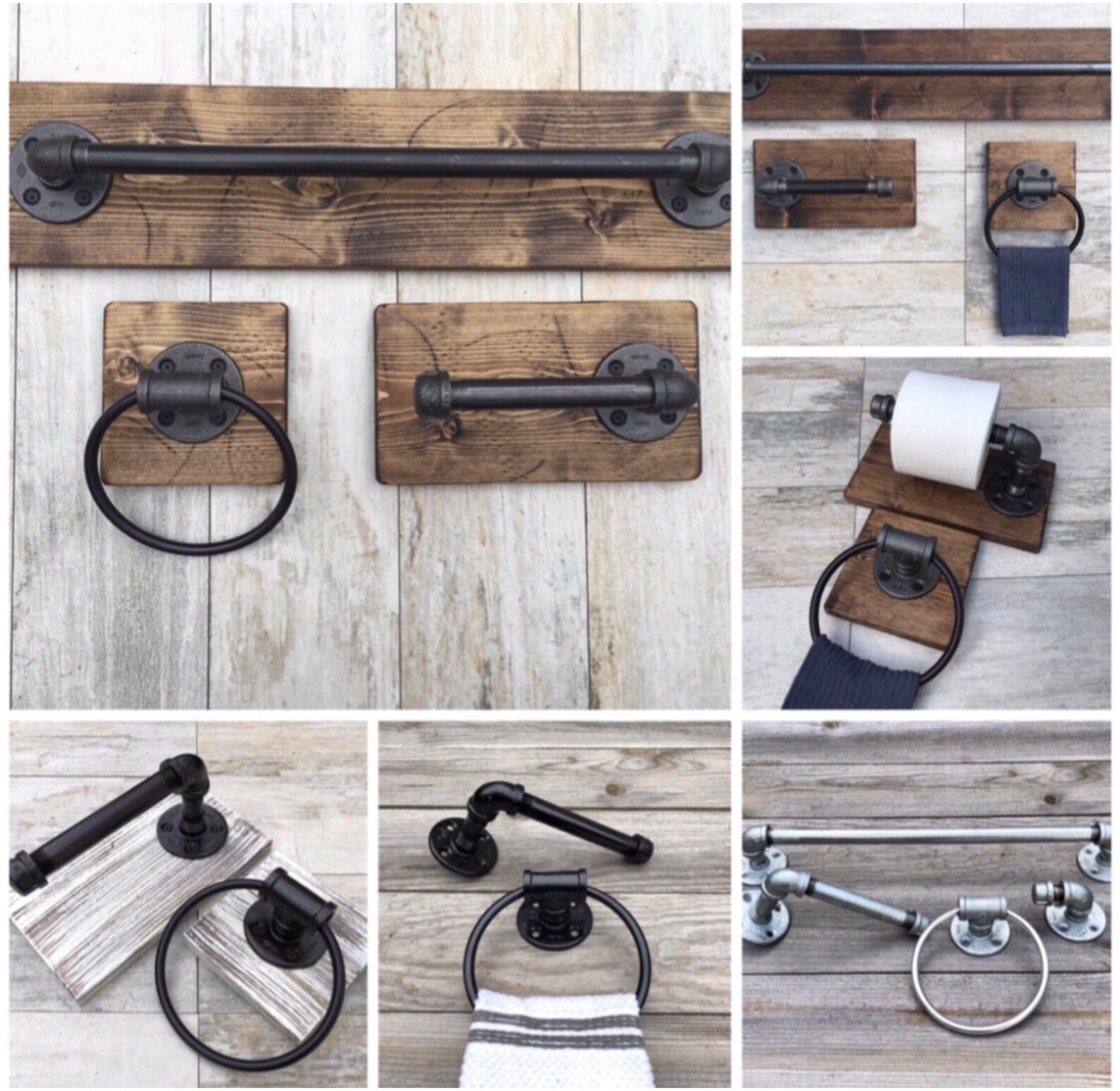 Industrial/Rustic/Handmade/Modern Double Towel Holder/Hand Etsy