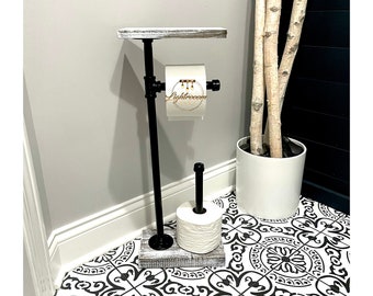 HEAVY Base + EXTRA Storage, 3 Rolls Toilet Paper Stand With Shelf, Paper Dispenser, Rustic Pipe Toilet Paper Holder, Industrial Stand,  Gift