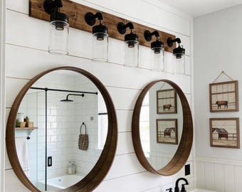 Glass Shade Light, 2-3-4-5-6 Pendant Hanging Fixture, Vanity Bathroom Light, Mason Jar, Clear Glass Shade, Wall Light, Modern Look