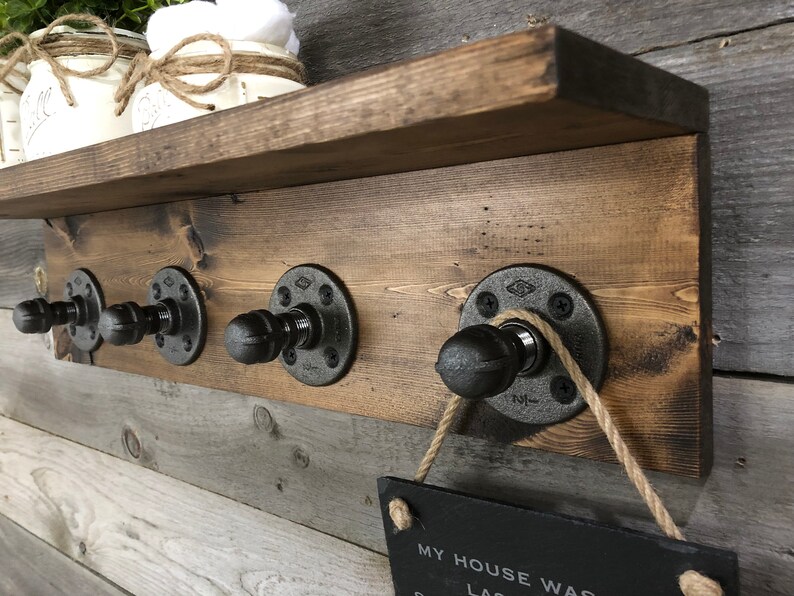 ESPRESSO 55 Deep Shelf Coat Rack Towel Holder Etsy