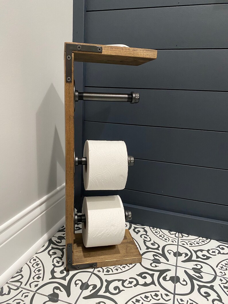 Toilet Paper Stand With Shelf Floor Stand TP Multiply 3 Roll Etsy