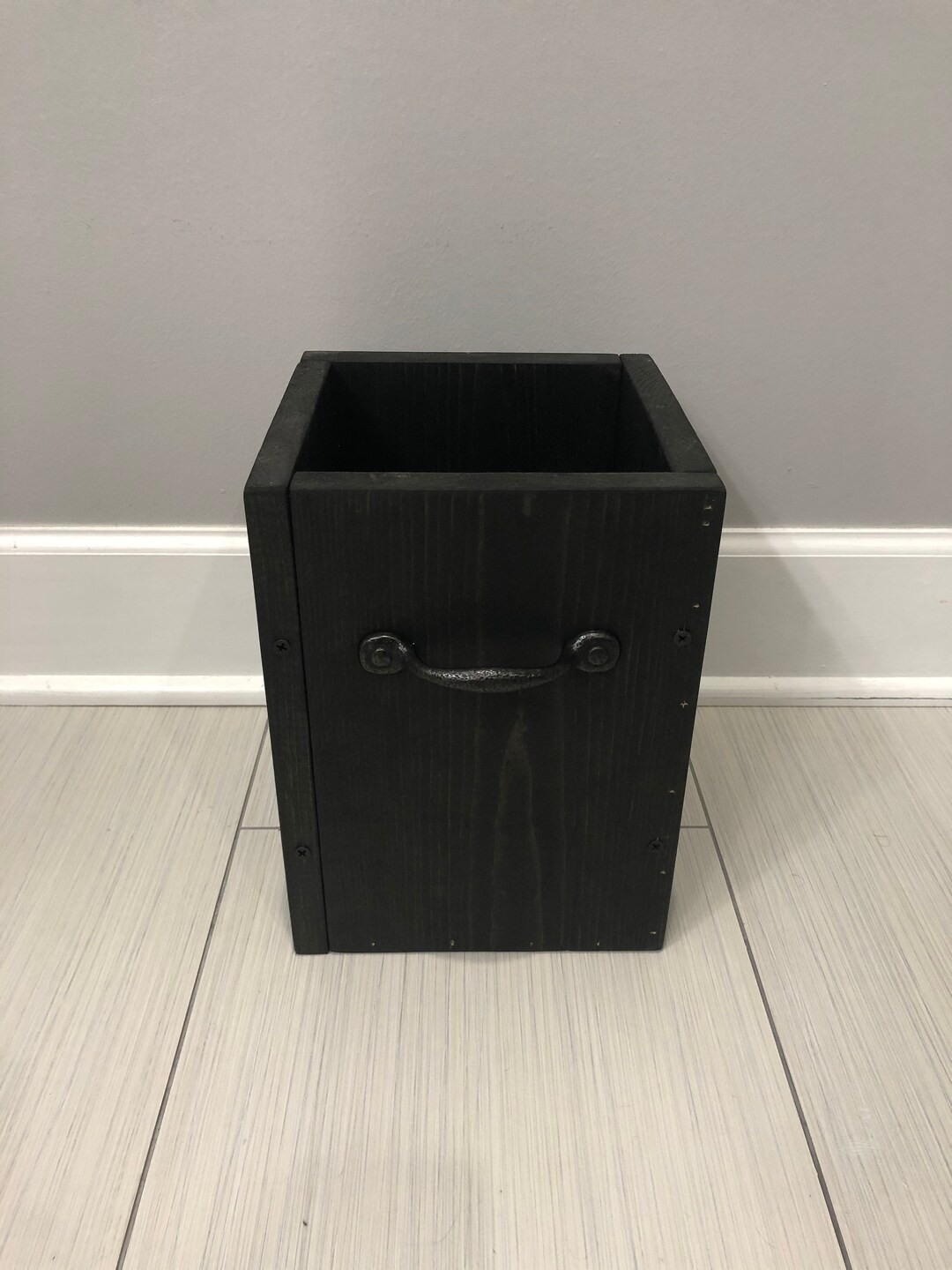 BLACK Rustic Garbage Can, Bathroom Trash Can, 2 Sizes Available, Office ...