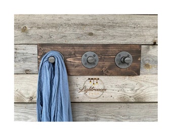 Industrial Rustic Modern Handmade Wall Hook/Hanger/Rack Towel/Purse/Coat/Pipe/Wood/Bathroom/Workshop/Garage/Mudroom/Office/Backpack/Handmade