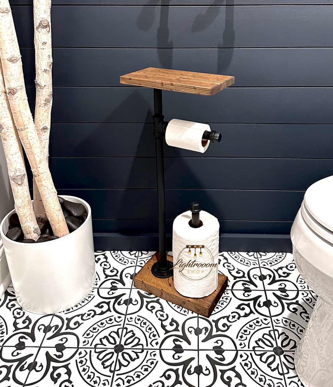 HEAVY Base EXTRA Storage Toilet Paper Stand Wood Shelf TP - Etsy