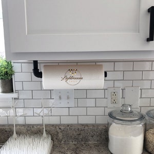 Paper Towel Holder With Curled Ends Farmhouse Kitchen to Industrial Kitchen  Under Cabinet Mount Multiple Finishes Farm House Decor 