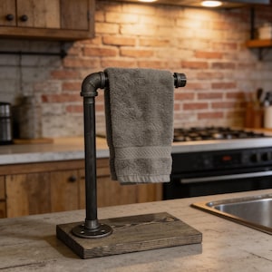 Hand Towel Holder Stand, Free Countertop Holder, Modern Tree Rack, Industrial Design, Rustic Feel Holder, Single Towel Holder Stand, Gift image 10