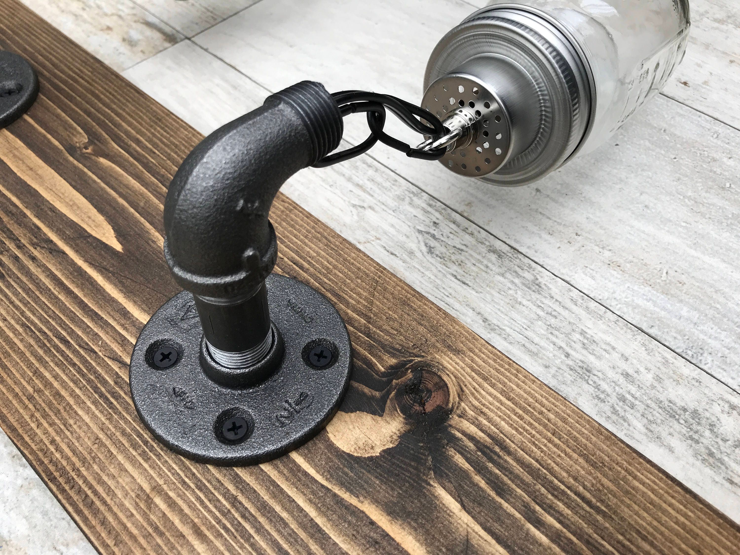 DARK WALNUT Vanity Light Fixture CountryStyle Mason Jar Etsy