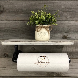 Rustic White Farmhouse Paper Towel Holder