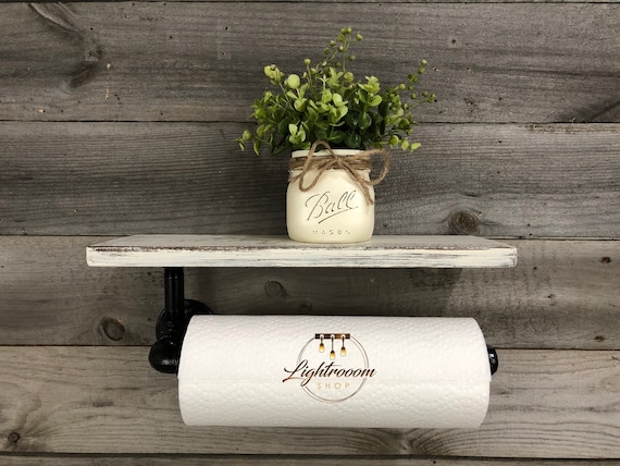 Paper Towel Holder With Shelf, Cleaning Holder, Laundry Pipe Paper Rod, Kitchen  Holder, Modern Pipe Fixture, Industrial Decor, Farmhouse 