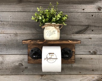 Toilet Paper Holder With Spring, TP Holder with Shelf, Rustic TP, Pipe Paper Holder, Industrial Toilet Paper Holder, Pipe Bathroom