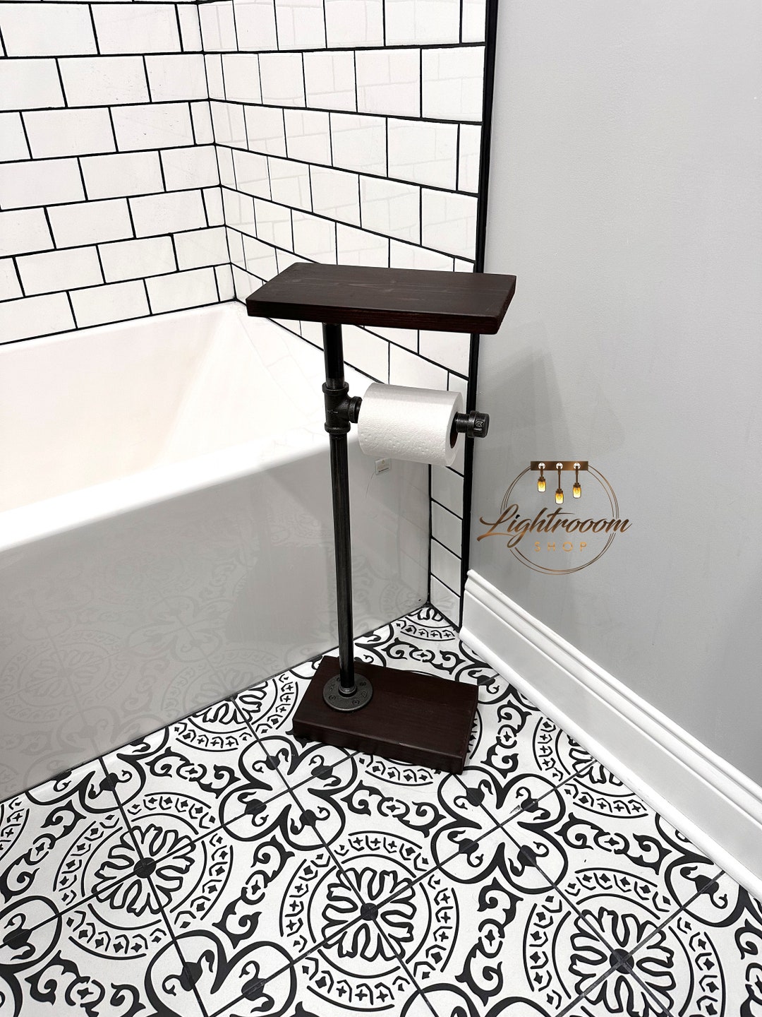 HEAVY BASE Toilet Paper Holder, TP With Shelf, Phone Shelf Holder