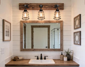 Vanity Light, 2-3-4-5-6 Rustic Cage Bathroom Light Fixture,Wall Light with Wire Shades,Pendant Fixture,Rustic Industrial Wire Hanging Light