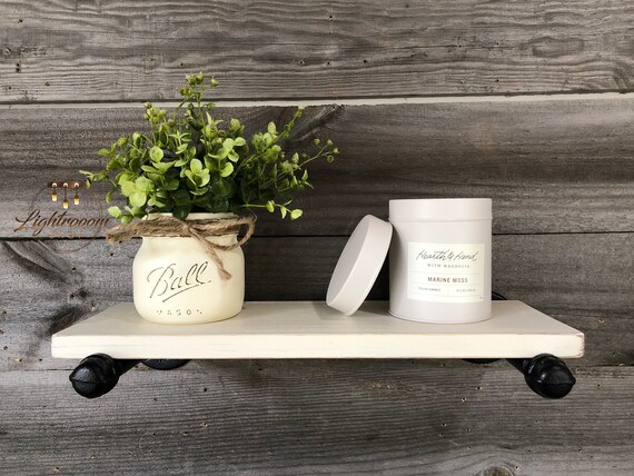 Rustic Antique White 55 Deep Floating Shelf Wall Image 0