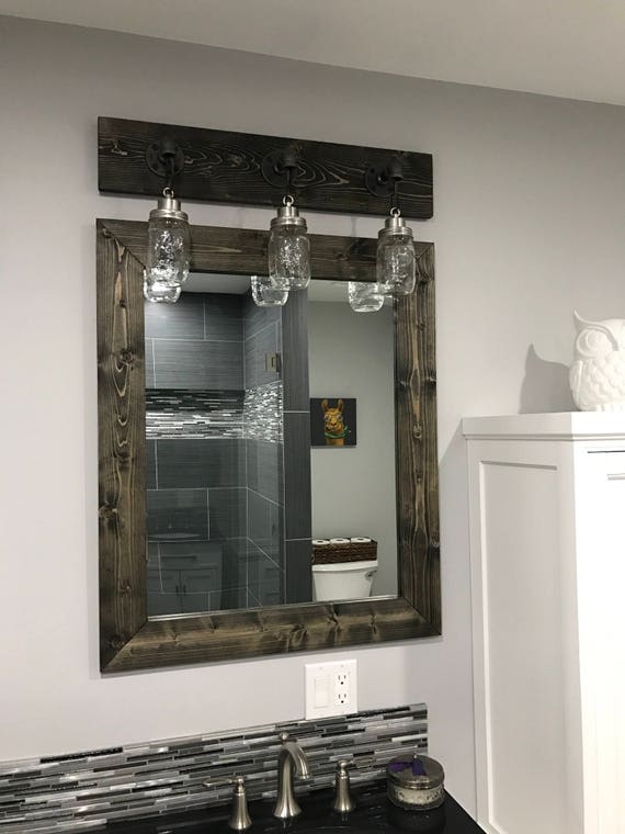 Rustic Wood Mirror Frame Intended Image Ebony Farmhouse Mirror Framed Rustic Wood Etsy Rustic Wood Mirror Frame Intended Image Ebony Farmhouse Mirror Framed Rustic Wood Etsy