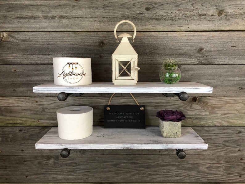 Whitewash 7 25 Deep Floating Farmhouse Wall Shelf Image 0
