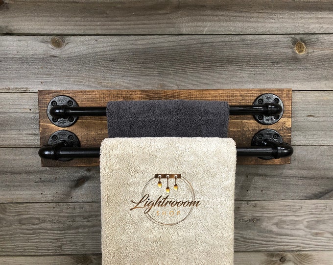Double Towel Holder Bathroom Industrial Towel Bar Towel - Etsy