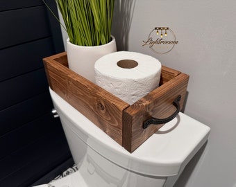 Toilet Box with Handles, Bathroom Storage Box, Bathroom Decor, TP Holder, Toilet Tank Decorative Box, Farmhouse Box, Wood Box, Decor Box