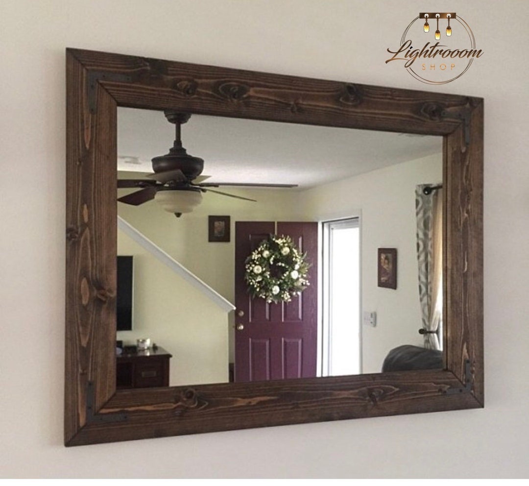 ESPRESSO Mirror, Farmhouse, Wood Frame Mirror, Rustic Wood Mirror, Bathroom Mirror, Wall Mirror