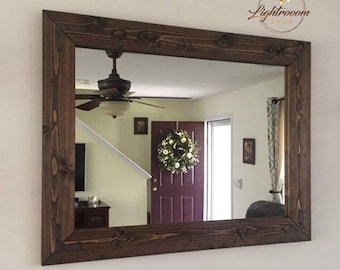 Bathroom Mirror,Rustic Farmhouse, ESPRESSO Wood Frame Mirror,Hallway Entryway Wall Mirror,Vanity Mirror,Small Large Mirror,Modern Decor