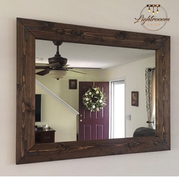 ESPRESSO Mirror, Farmhouse, Wood Frame Mirror, Rustic Wood Mirror, Bathroom Mirror, Wall Mirror, Vanity Mirror, Small Mirror, Large Mirror