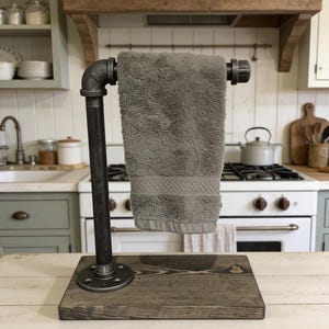Hand Towel Holder Stand, Free Countertop Holder, Modern Tree Rack, Industrial Design, Rustic Feel Holder, Single Towel Holder Stand, Gift image 13