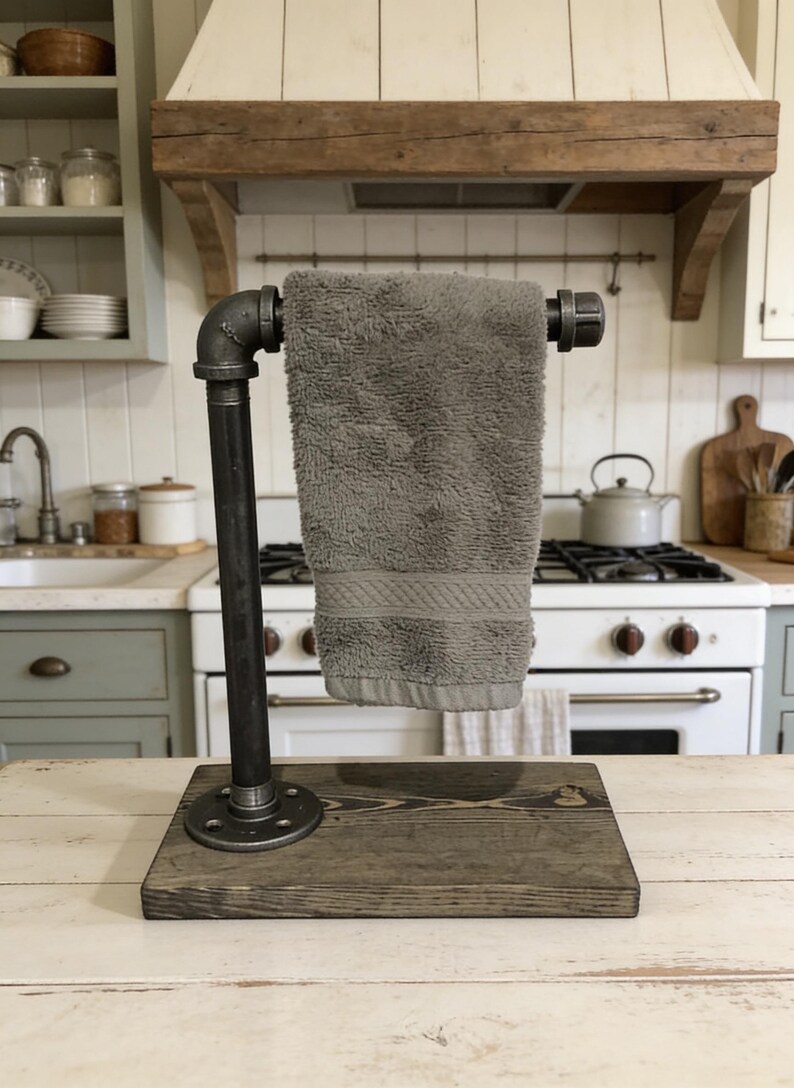 Hand Towel Holder Stand, Free Countertop Holder, Modern Tree Rack, Industrial Design, Rustic Feel Holder, Single Towel Holder Stand, Gift image 13